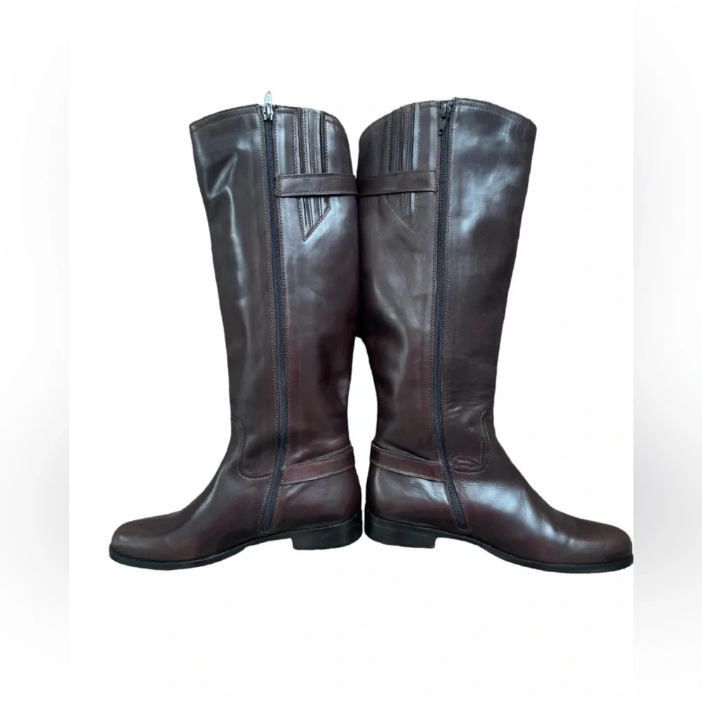 NWOB Garnet Hill Italian brown leather boots size 10.#27499